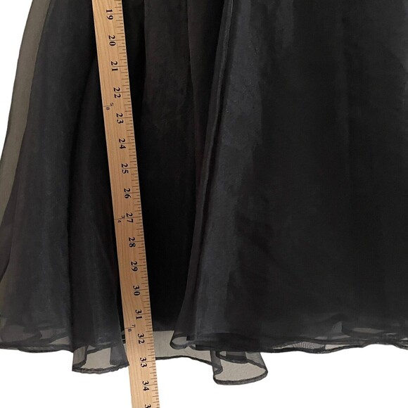 Betsy Johnson Evening Dress Size S Red Embroidered Top Black Puffy Chiffon Skirt - Picture 9 of 13